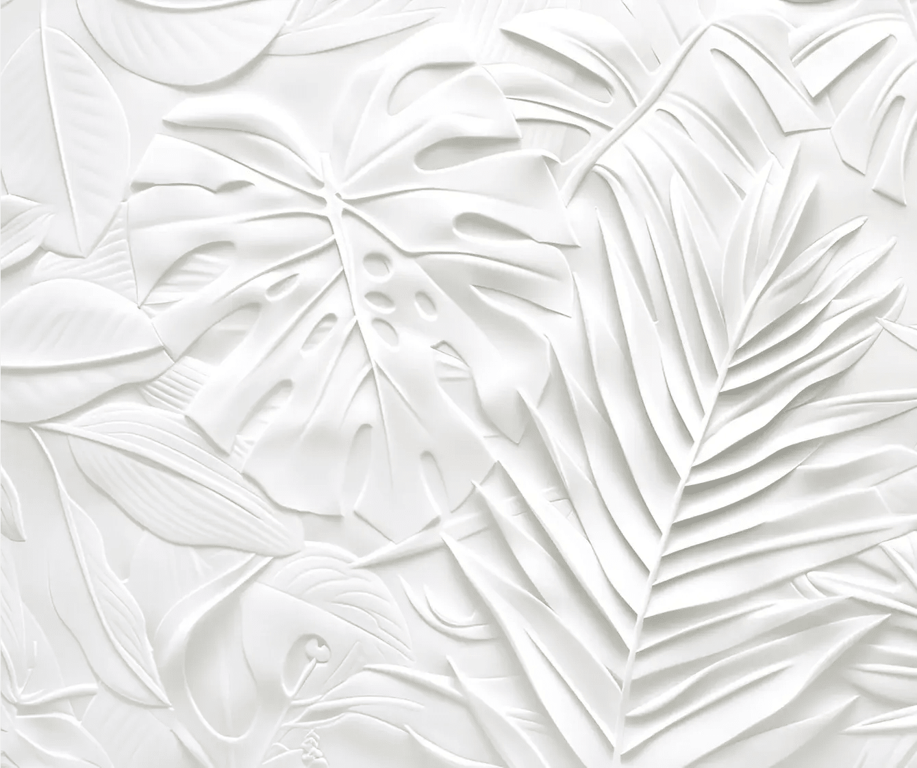 Feuillage 3D Blanc – Décor Mural trompe l'oeil avec effet de relief