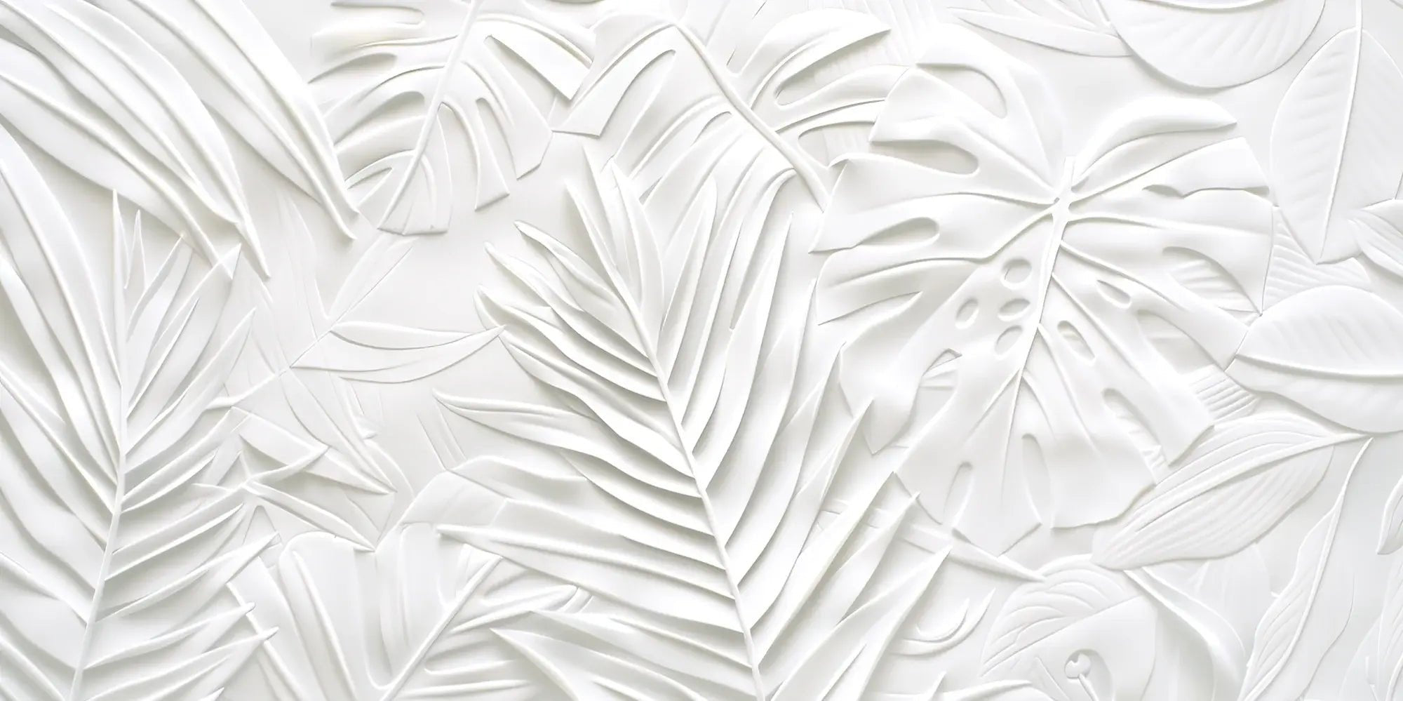 Feuillage 3D Blanc – Décor Mural trompe l'oeil avec effet de relief