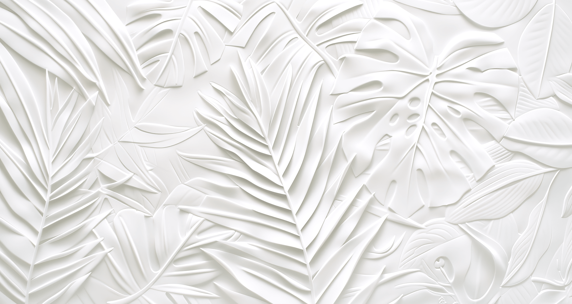 Feuillage 3D Blanc – Décor Mural trompe l'oeil avec effet de relief