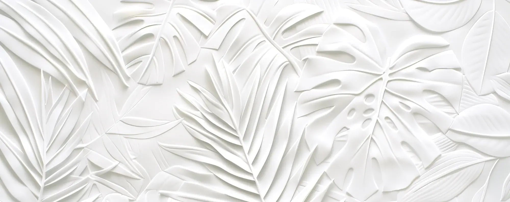 Feuillage 3D Blanc – Décor Mural trompe l'oeil avec effet de relief