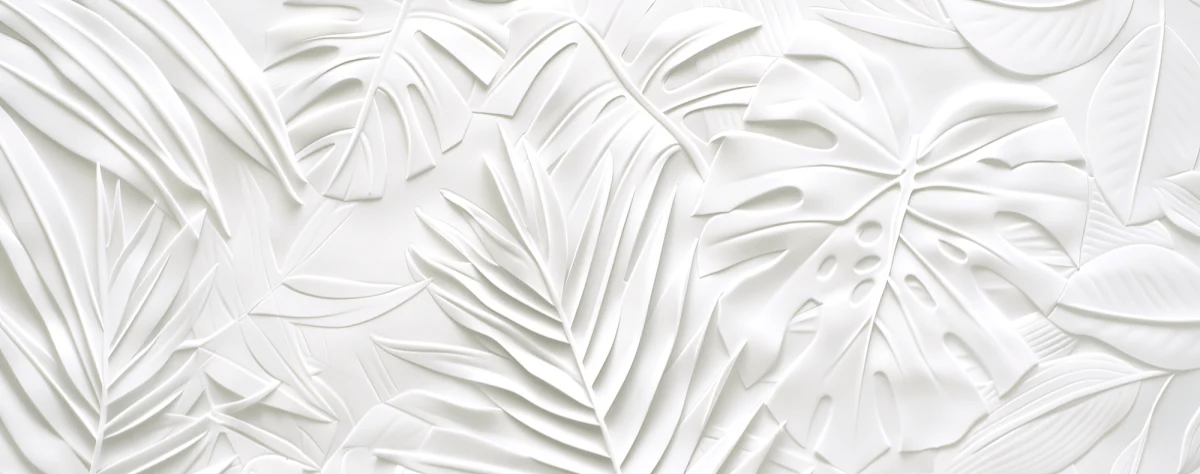 Feuillage 3D Blanc – Décor Mural trompe l'oeil avec effet de relief - Illulart: Papier peint panoramique