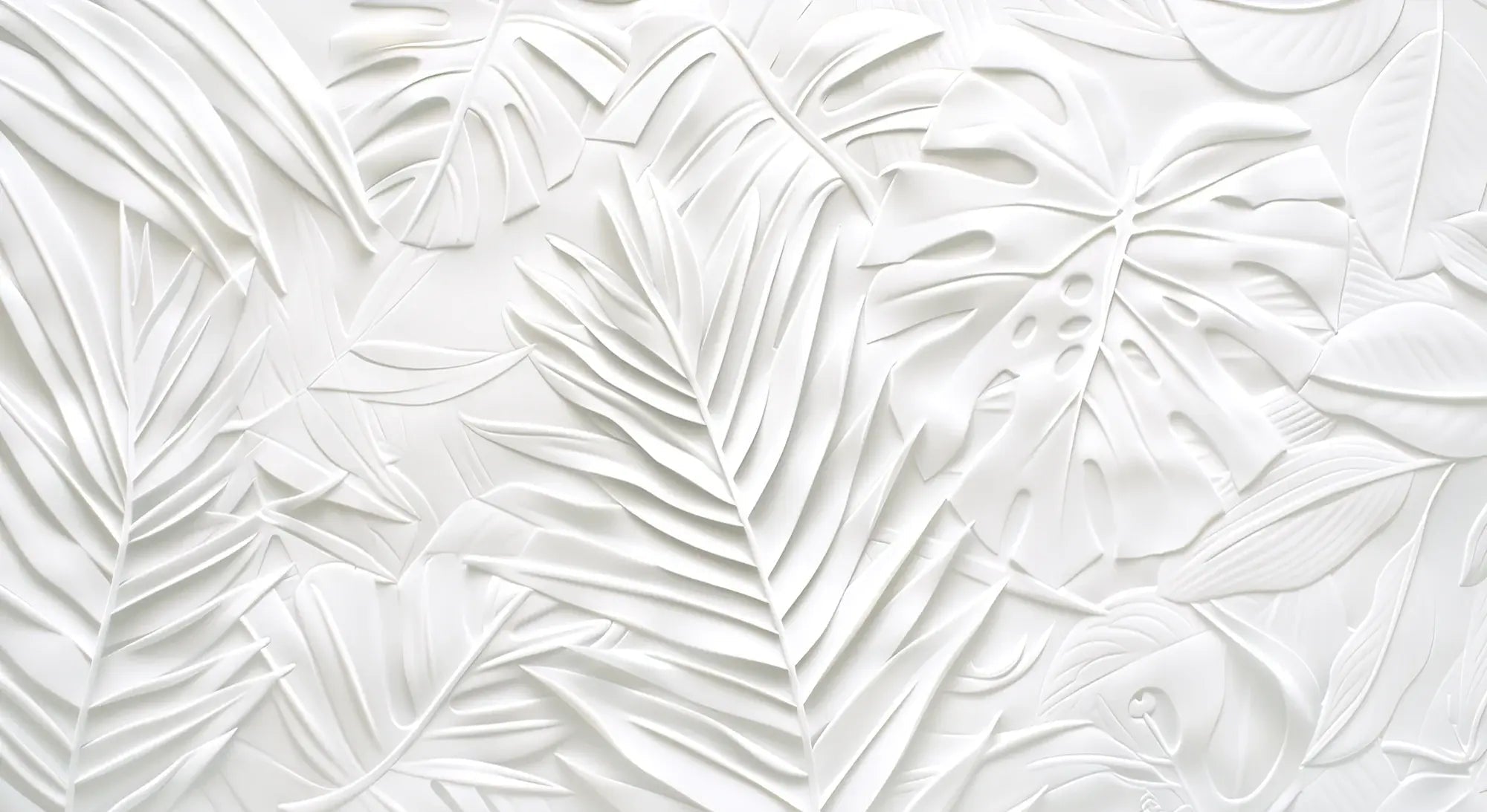 Feuillage 3D Blanc – Décor Mural trompe l'oeil avec effet de relief