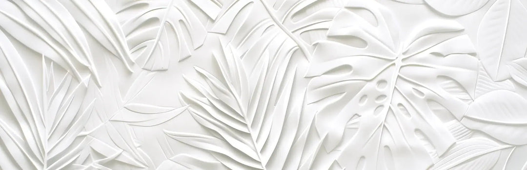 Feuillage 3D Blanc – Décor Mural trompe l'oeil avec effet de relief - Illulart: Papier peint panoramique