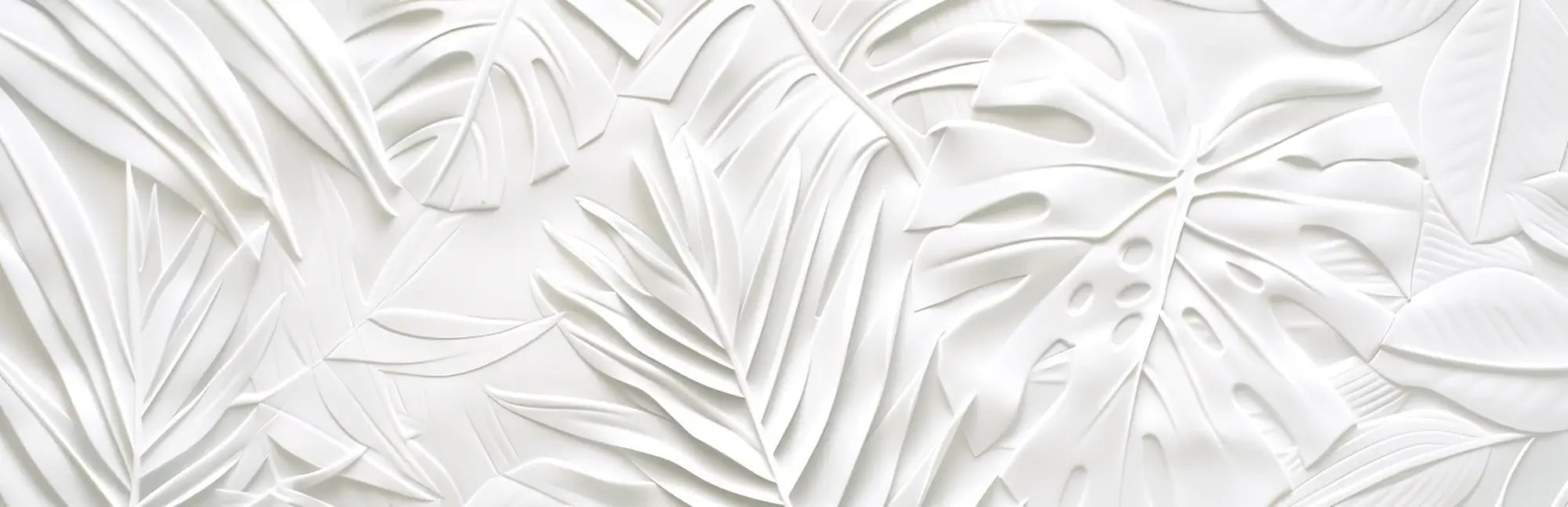 Feuillage 3D Blanc – Décor Mural trompe l'oeil avec effet de relief