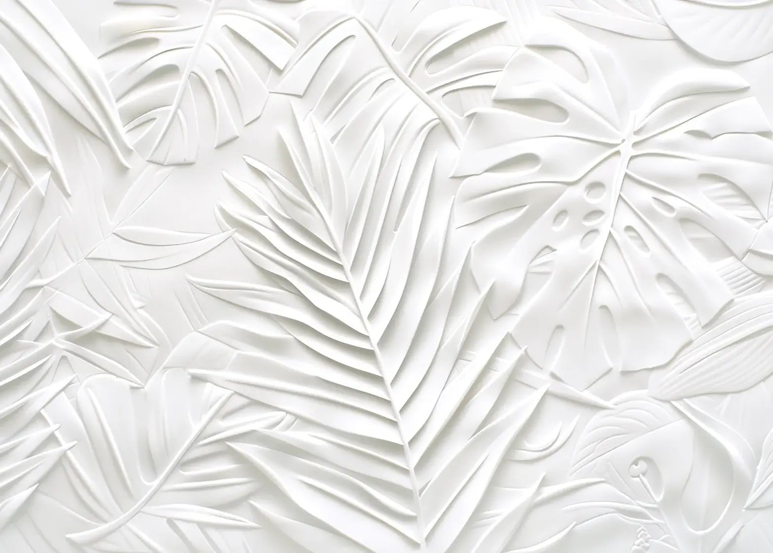 Feuillage 3D Blanc – Décor Mural trompe l'oeil avec effet de relief