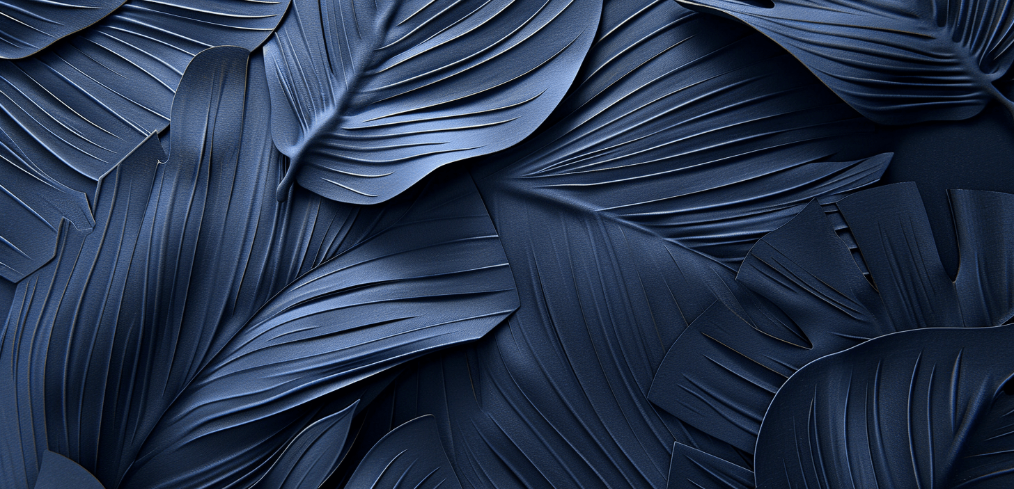 Feuillage 3D Velours Bleu Nuit - Illulart: Papier peint panoramique