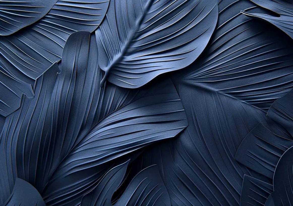 Feuillage 3D Velours Bleu Nuit - Papier Peint Panoramique - Illulart: Papier peint panoramique
