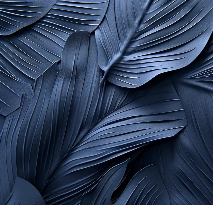 Feuillage 3D Velours Bleu Nuit - Papier Peint Panoramique - Illulart: Papier peint panoramique