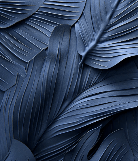 Feuillage 3D Velours Bleu Nuit - Papier Peint Panoramique - Illulart: Papier peint panoramique