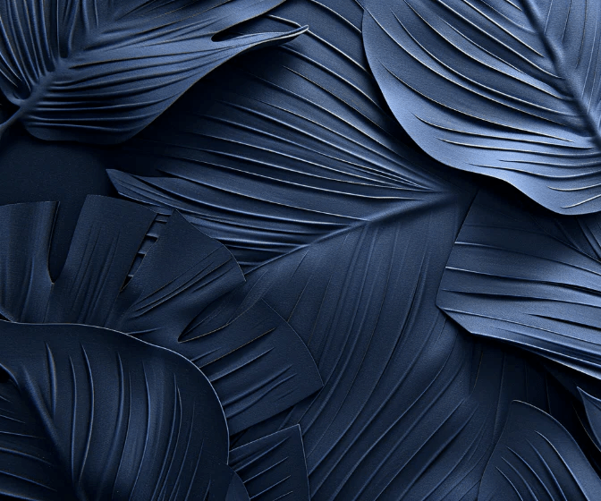 Feuillage 3D Velours Bleu Nuit - Papier Peint Panoramique - Illulart: Papier peint panoramique