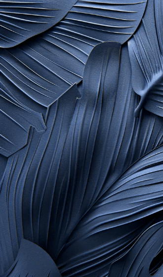 Feuillage 3D Velours Bleu Nuit - Papier Peint Panoramique - Illulart: Papier peint panoramique