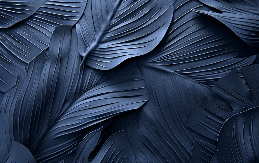 Feuillage 3D Velours Bleu Nuit - Papier Peint Panoramique - Illulart: Papier peint panoramique