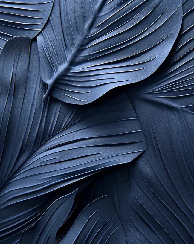 Feuillage 3D Velours Bleu Nuit - Papier Peint Panoramique - Illulart: Papier peint panoramique