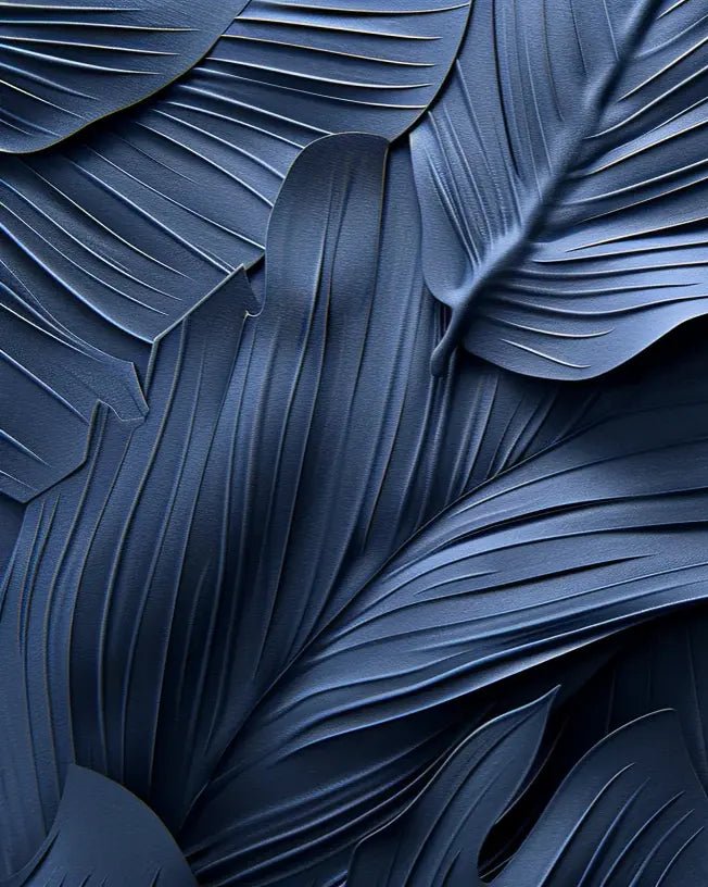 Feuillage 3D Velours Bleu Nuit - Papier Peint Panoramique - Illulart: Papier peint panoramique