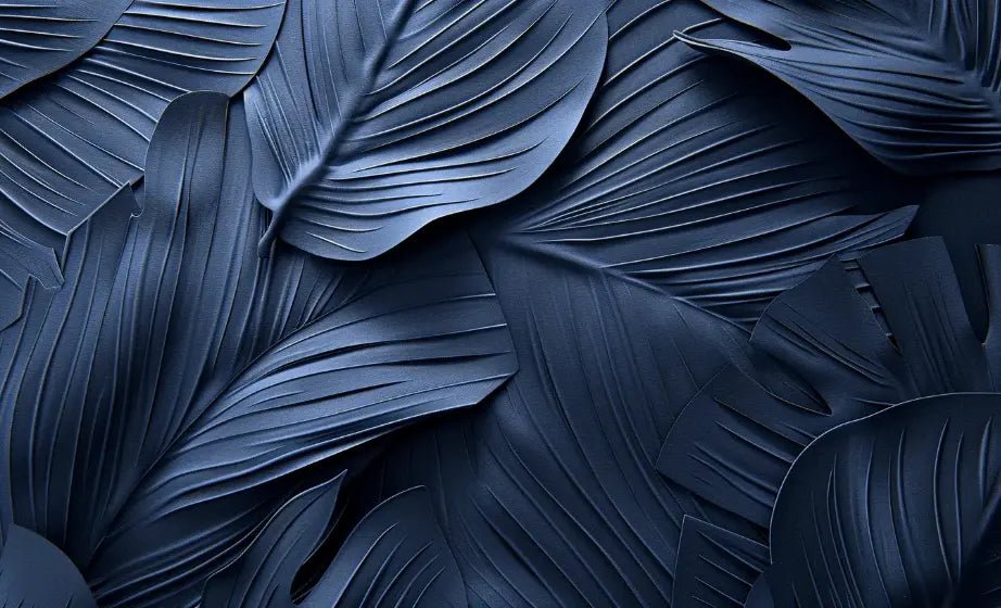 Feuillage 3D Velours Bleu Nuit - Papier Peint Panoramique - Illulart: Papier peint panoramique