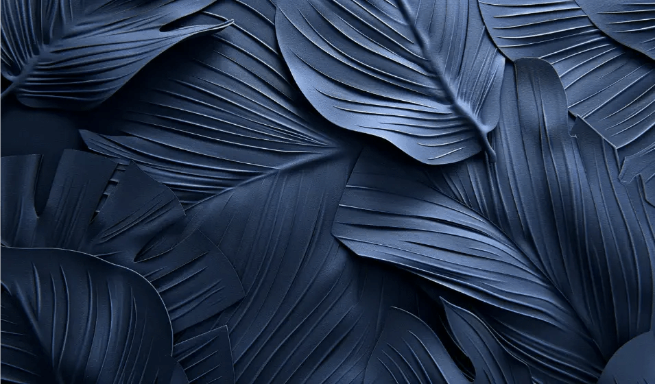 Feuillage 3D Velours Bleu Nuit - Papier Peint Panoramique - Illulart: Papier peint panoramique