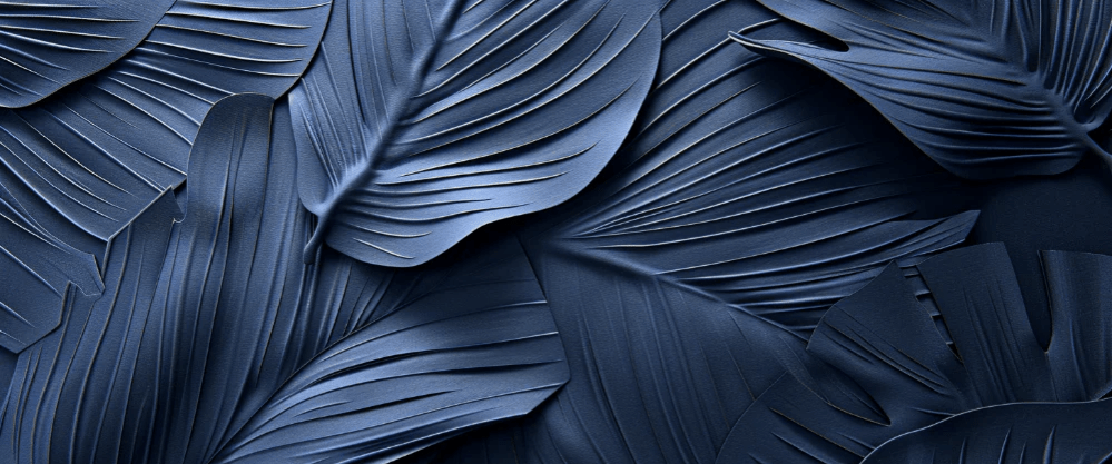 Feuillage 3D Velours Bleu Nuit - Papier Peint Panoramique - Illulart: Papier peint panoramique