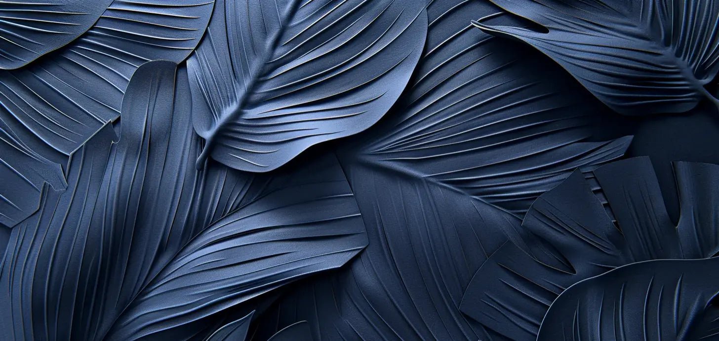 Feuillage 3D Velours Bleu Nuit - Papier Peint Panoramique