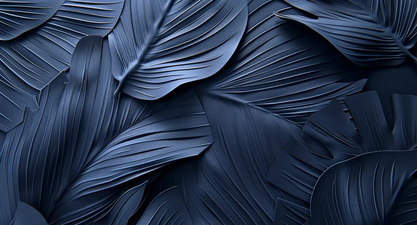 Feuillage 3D Velours Bleu Nuit - Papier Peint Panoramique - Illulart: Papier peint panoramique