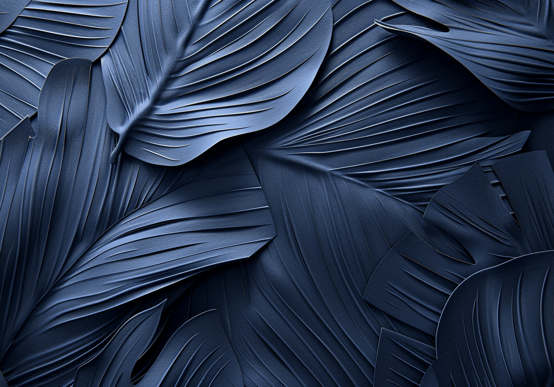Feuillage 3D Velours Bleu Nuit - Papier Peint Panoramique - Illulart: Papier peint panoramique