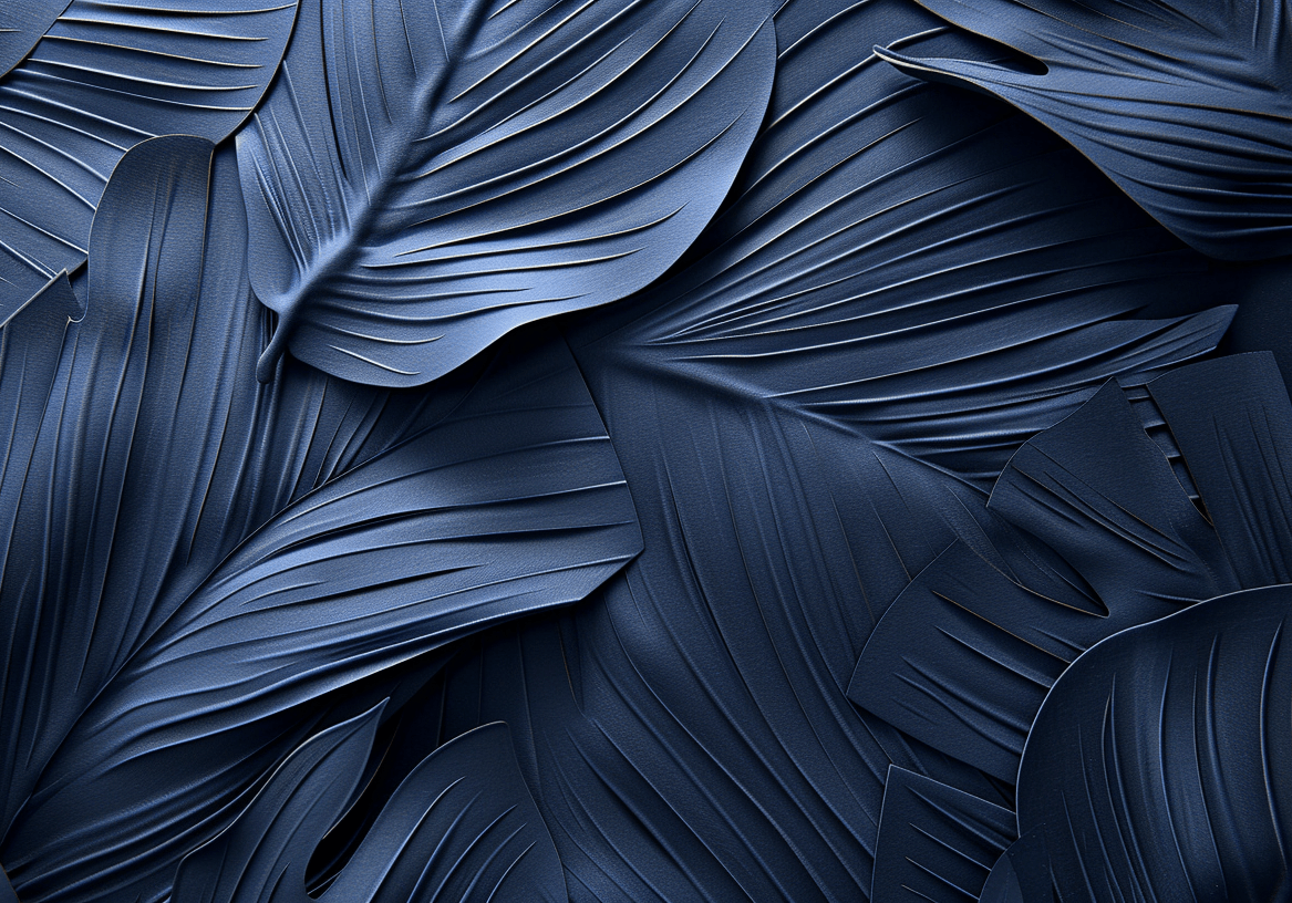 Feuillage 3D Velours Bleu Nuit - Papier Peint Panoramique - Illulart: Papier peint panoramique