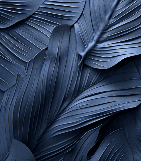 Feuillage 3D Velours Bleu Nuit - Papier Peint Panoramique - Illulart: Papier peint panoramique