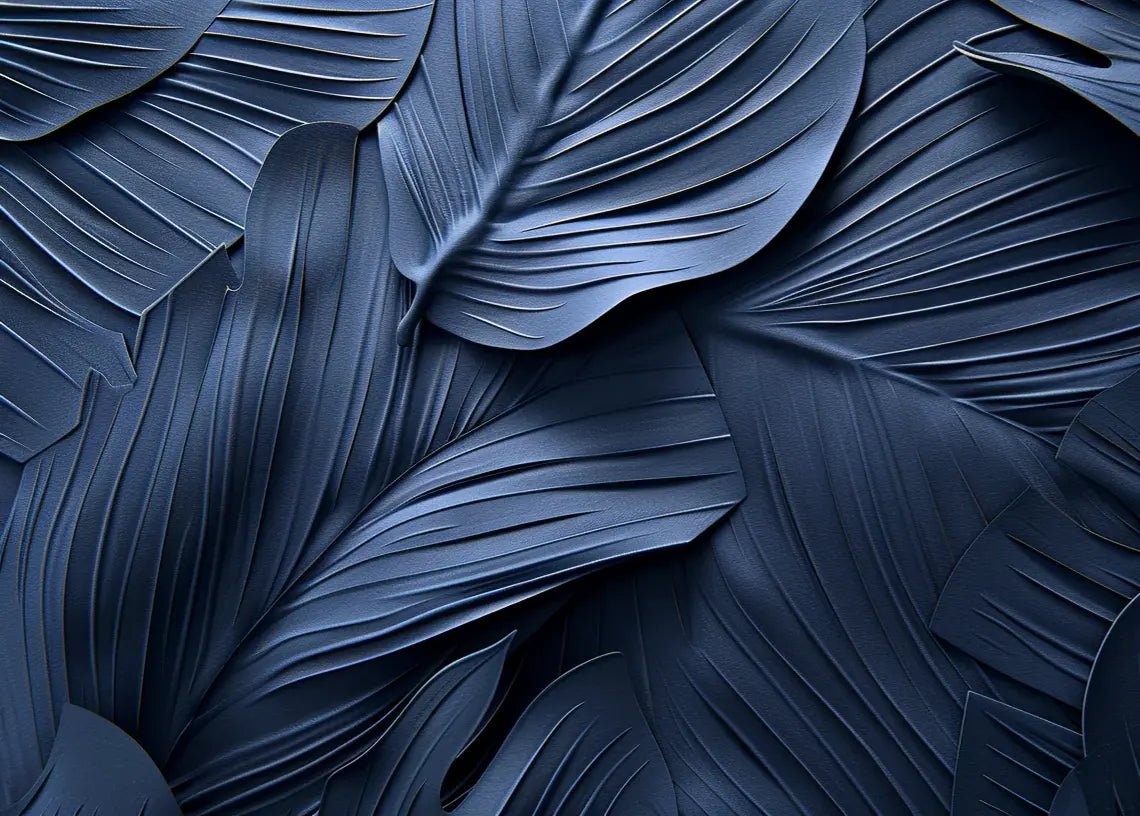 Feuillage 3D Velours Bleu Nuit - Papier Peint Panoramique - Illulart: Papier peint panoramique