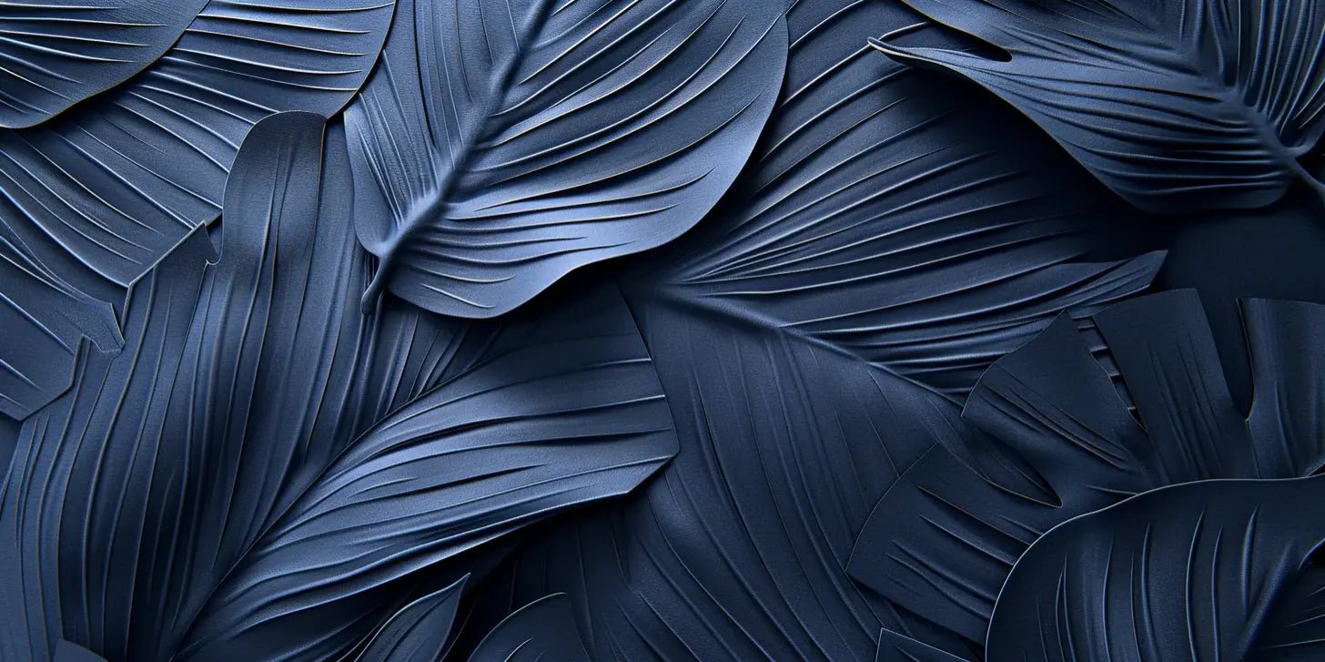 Feuillage 3D Velours Bleu Nuit - Papier Peint Panoramique