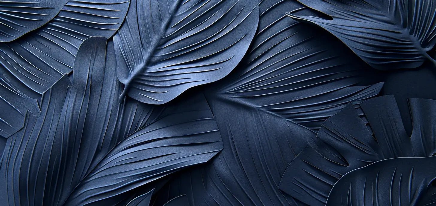 Feuillage 3D Velours Bleu Nuit - Papier Peint Panoramique - Illulart: Papier peint panoramique