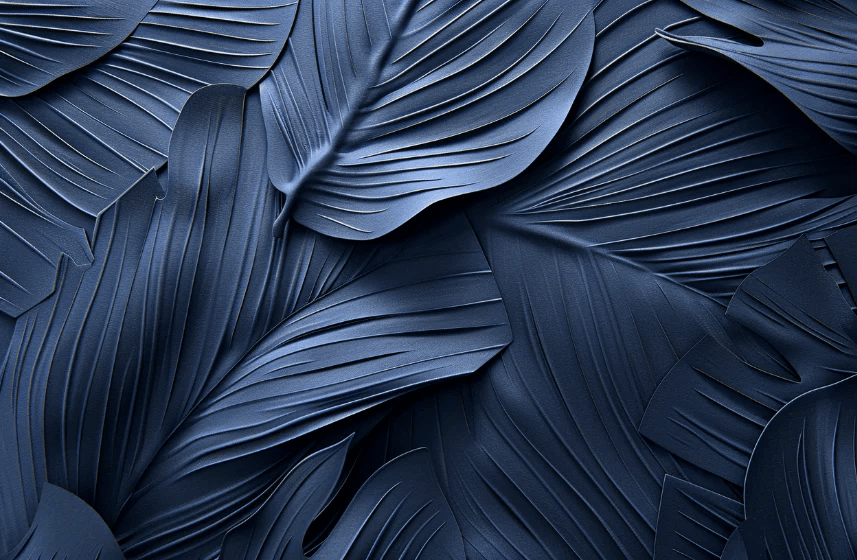 Feuillage 3D Velours Bleu Nuit - Papier Peint Panoramique - Illulart: Papier peint panoramique