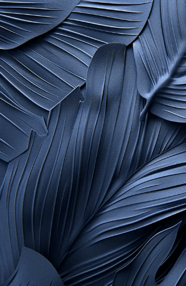 Feuillage 3D Velours Bleu Nuit - Papier Peint Panoramique - Illulart: Papier peint panoramique