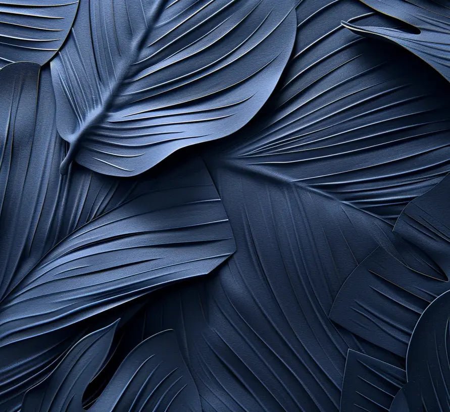 Feuillage 3D Velours Bleu Nuit - Papier Peint Panoramique - Illulart: Papier peint panoramique