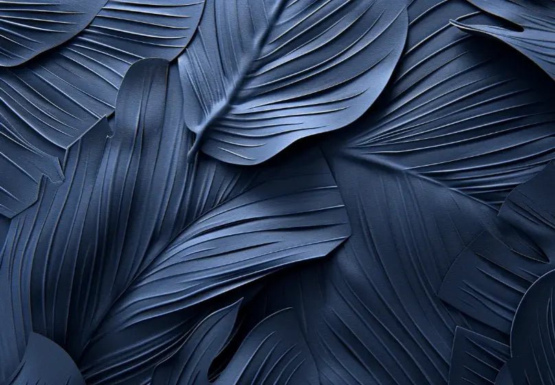Feuillage 3D Velours Bleu Nuit - Papier Peint Panoramique - Illulart: Papier peint panoramique