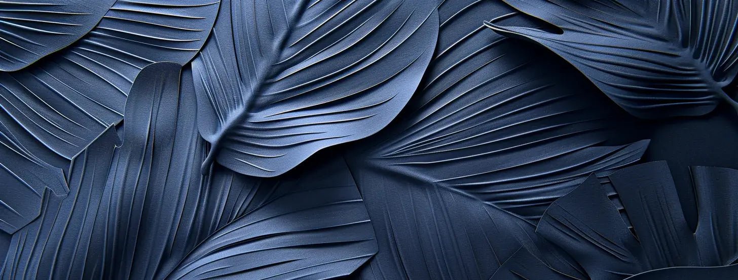 Feuillage 3D Velours Bleu Nuit - Papier Peint Panoramique - Illulart: Papier peint panoramique