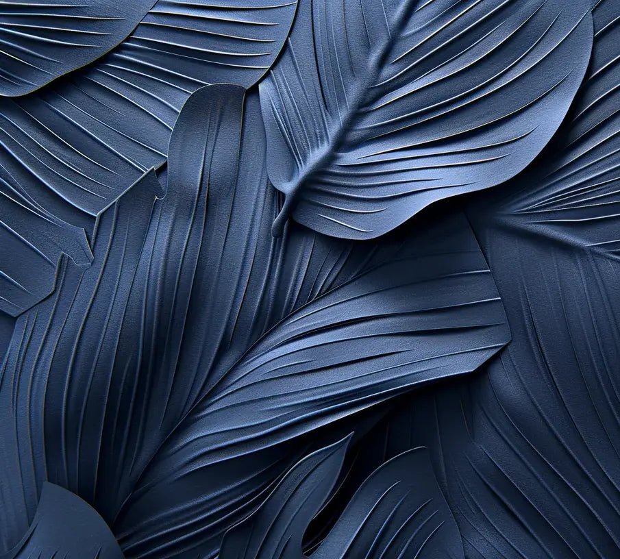 Feuillage 3D Velours Bleu Nuit - Papier Peint Panoramique - Illulart: Papier peint panoramique