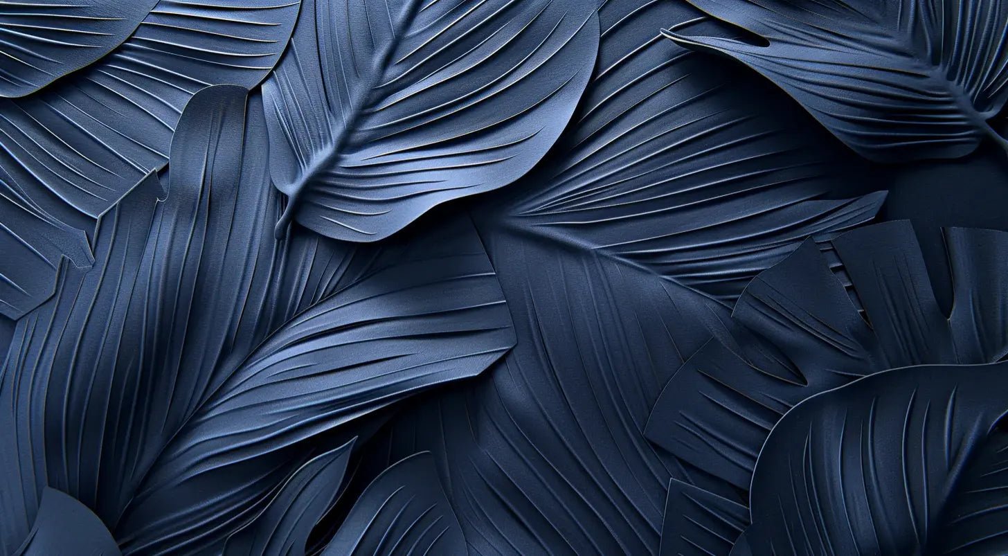 Feuillage 3D Velours Bleu Nuit - Papier Peint Panoramique - Illulart: Papier peint panoramique