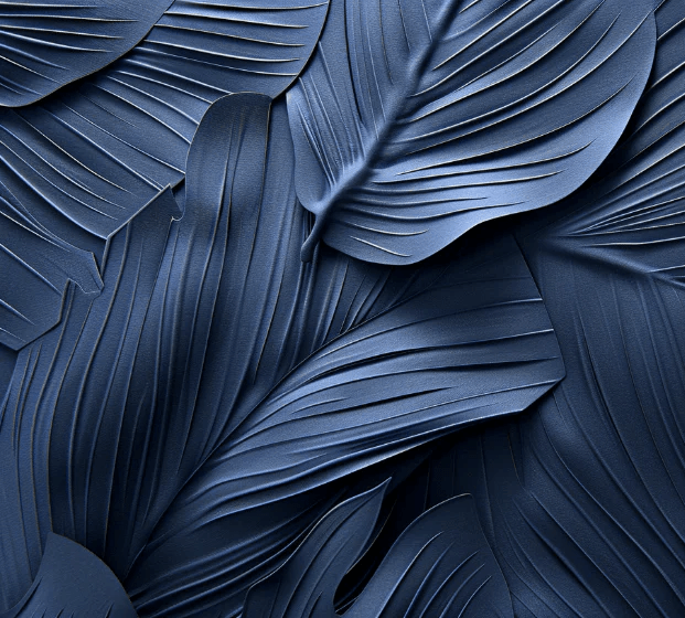 Feuillage 3D Velours Bleu Nuit - Papier Peint Panoramique - Illulart: Papier peint panoramique