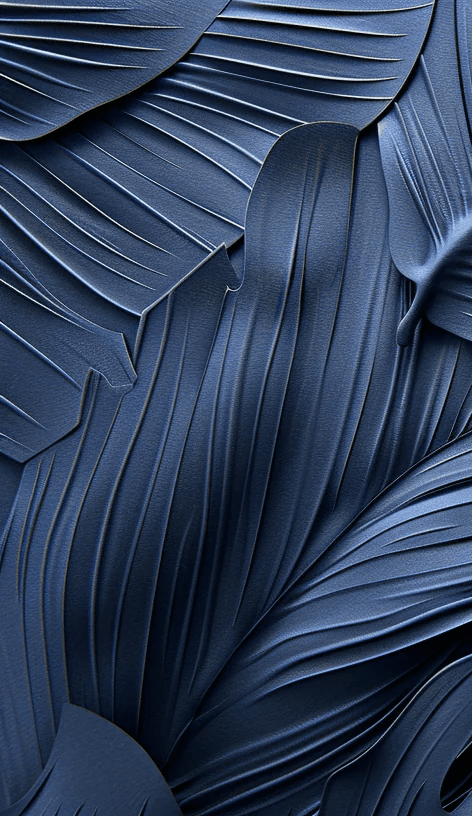 Feuillage 3D Velours Bleu Nuit - Papier Peint Panoramique - Illulart: Papier peint panoramique
