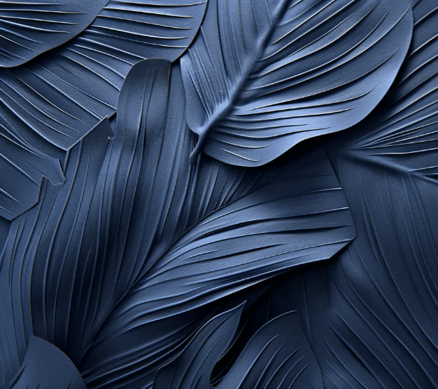 Feuillage 3D Velours Bleu Nuit - Papier Peint Panoramique - Illulart: Papier peint panoramique