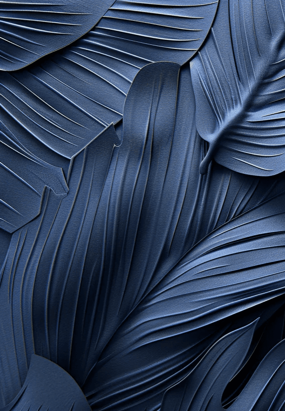 Feuillage 3D Velours Bleu Nuit - Papier Peint Panoramique - Illulart: Papier peint panoramique