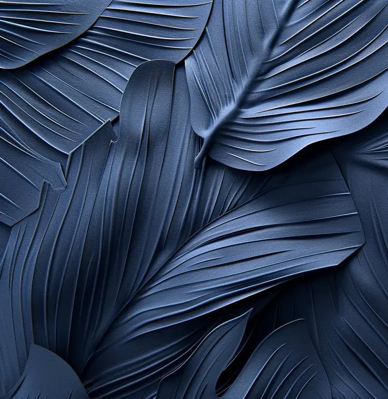 Feuillage 3D Velours Bleu Nuit - Papier Peint Panoramique - Illulart: Papier peint panoramique