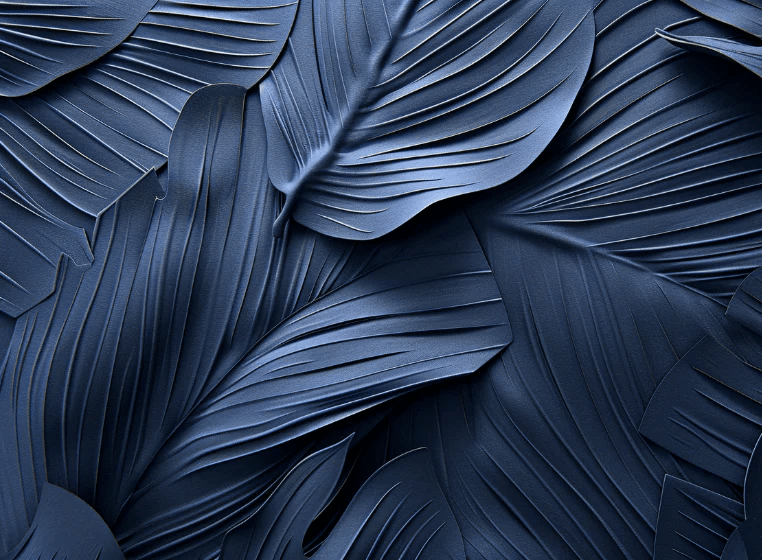 Feuillage 3D Velours Bleu Nuit - Papier Peint Panoramique - Illulart: Papier peint panoramique