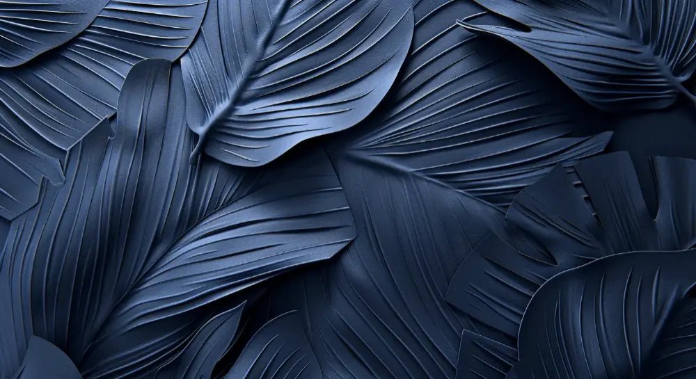 Feuillage 3D Velours Bleu Nuit - Papier Peint Panoramique - Illulart: Papier peint panoramique