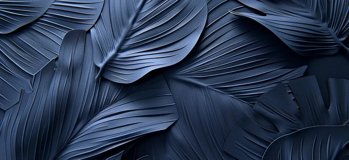 Feuillage 3D Velours Bleu Nuit - Papier Peint Panoramique - Illulart: Papier peint panoramique