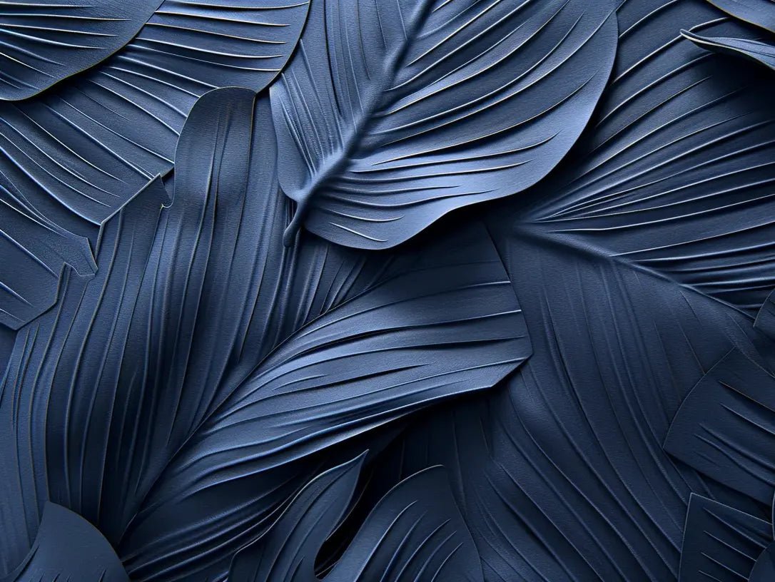 Feuillage 3D Velours Bleu Nuit - Papier Peint Panoramique - Illulart: Papier peint panoramique