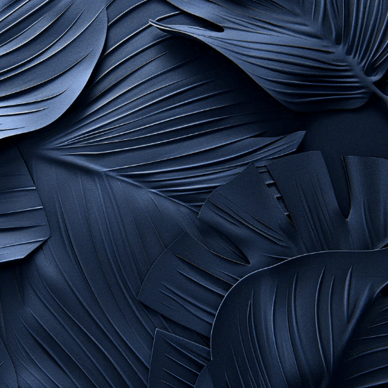 Feuillage 3D Velours Bleu Nuit - Papier Peint Panoramique - Illulart: Papier peint panoramique