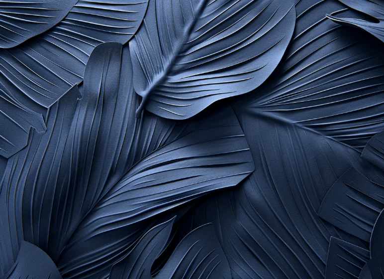 Feuillage 3D Velours Bleu Nuit - Papier Peint Panoramique - Illulart: Papier peint panoramique