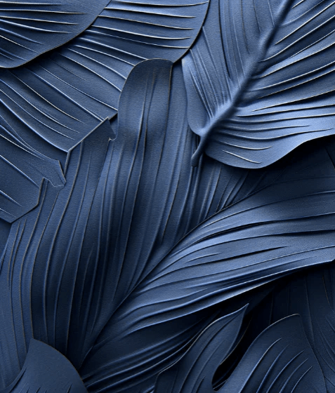 Feuillage 3D Velours Bleu Nuit - Papier Peint Panoramique - Illulart: Papier peint panoramique