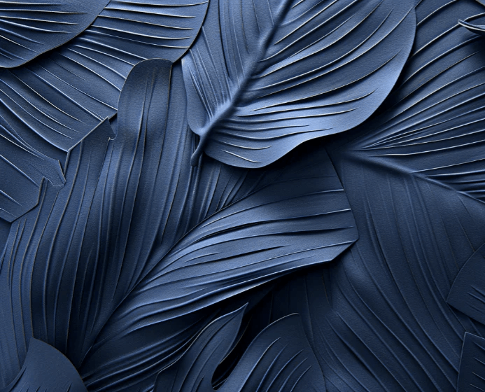 Feuillage 3D Velours Bleu Nuit - Papier Peint Panoramique - Illulart: Papier peint panoramique