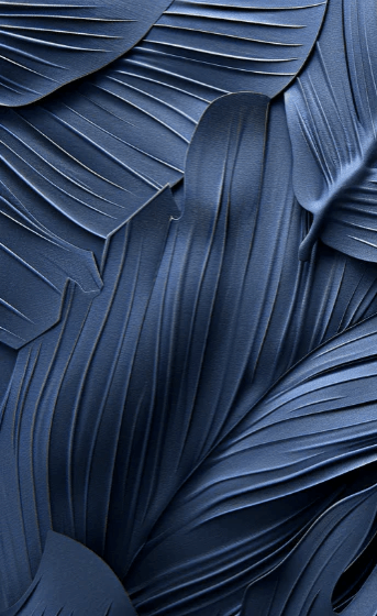 Feuillage 3D Velours Bleu Nuit - Papier Peint Panoramique - Illulart: Papier peint panoramique